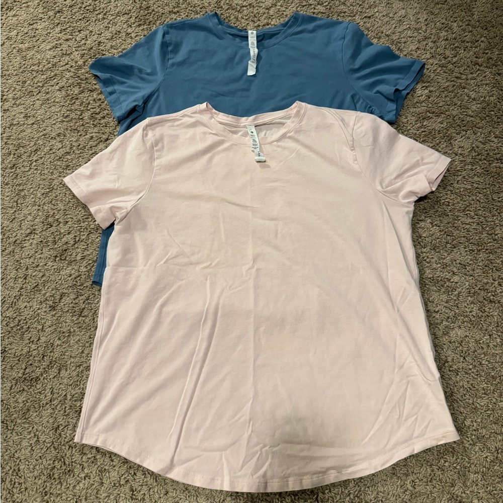 Lululemon Love Tee (2 bundled) crewneck in pink mist and light blue